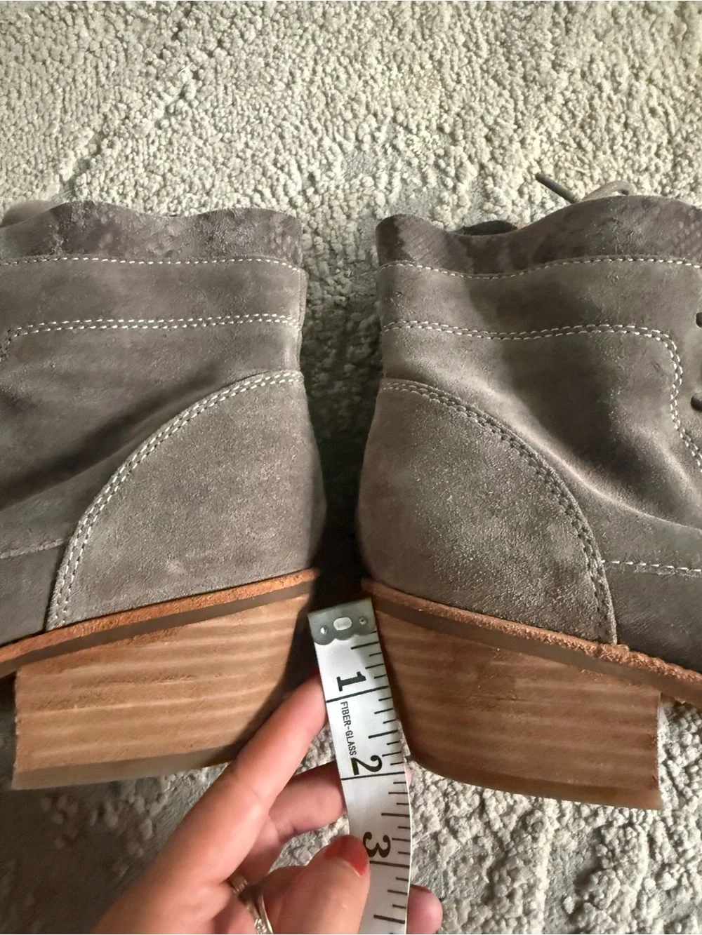 Sofft Annalise grey suede lace up ankle boots stacked block heel 9.5